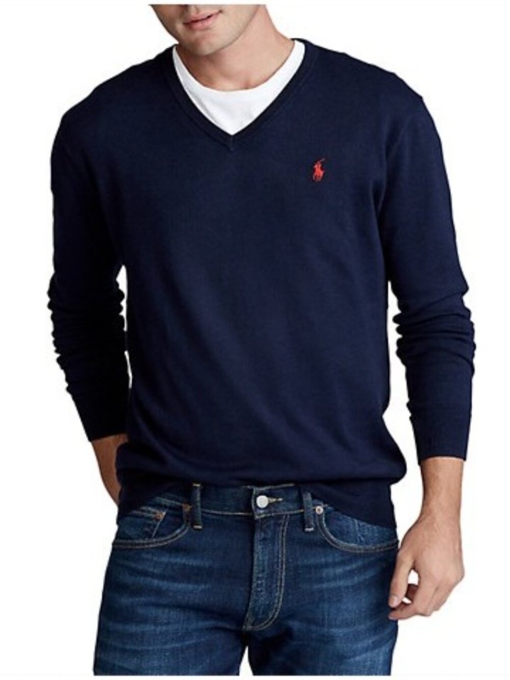 Polo Ralph Lauren V-Neck Pima Cotton Sweater Blue Big & Tall 5XB New With Tag - Picture 2 of 4